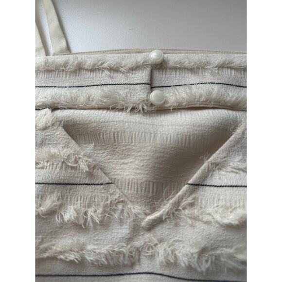 Maeve Anthropologie Sz 6‎ Quinn Cream Fringe Textured Cami Tank Top Square Neck - Picture 9 of 12
